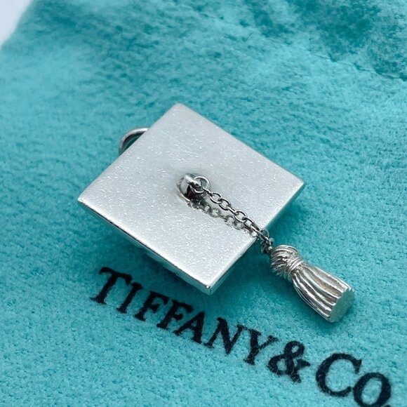 Tiffany & Co. Sterling Silver Graduation Cap Hat Tassel Charm Pendant - Picture 7 of 12